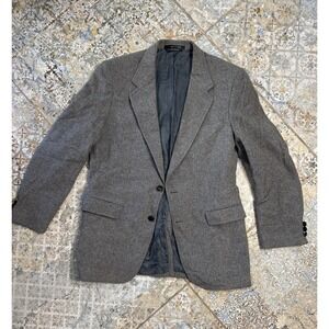 MW Men's Gray Herringbone Blazer Sport Coat 50% Camel Hair Wool 42R Vintage